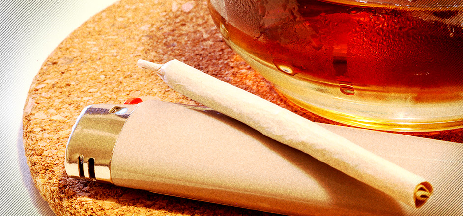 photo - alcohol and a joint